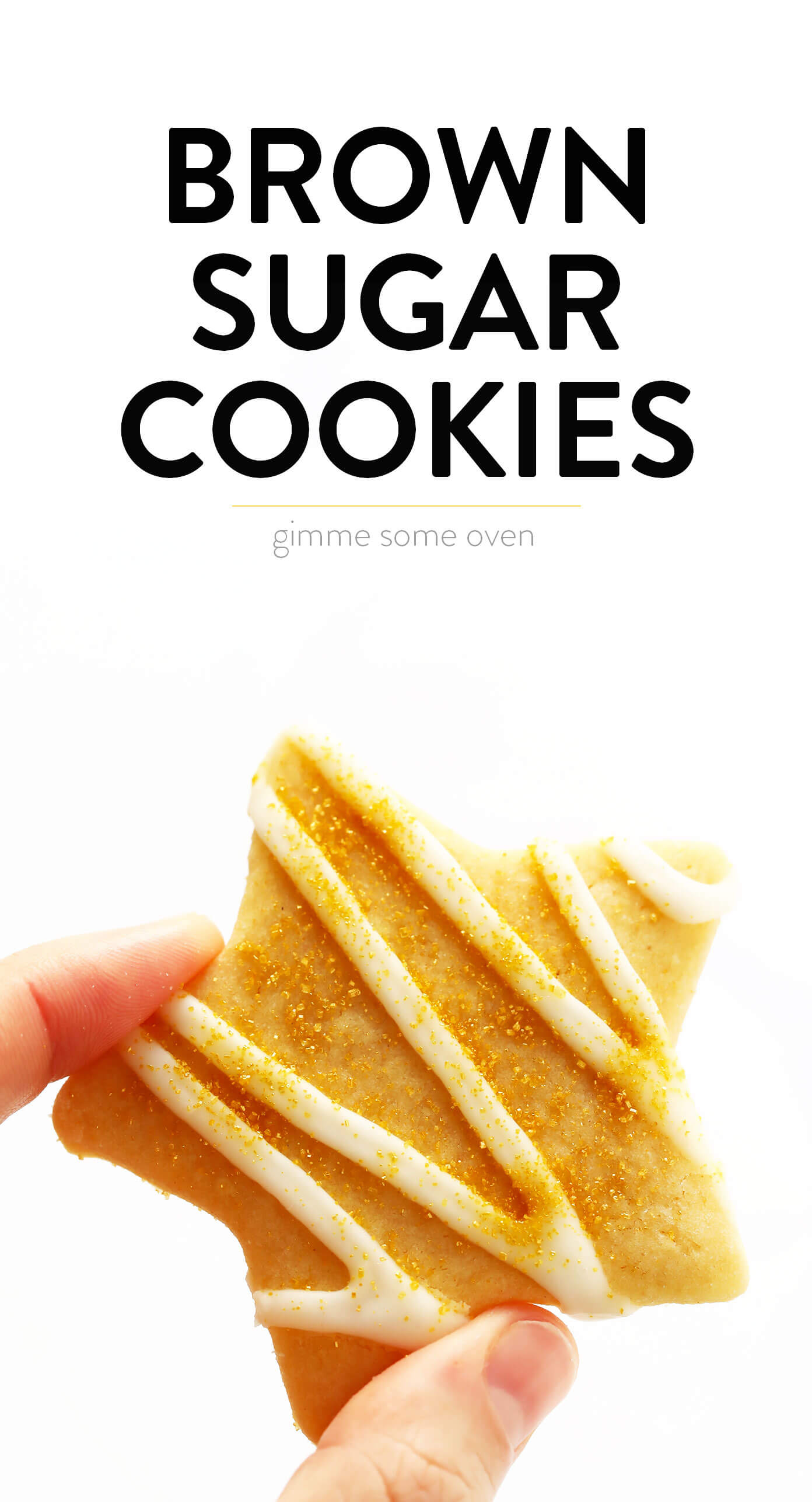My favorite Brown Sugar Cookie recipe! It's easy to make, holds its shape well with all of your favorite cookie cutters, and always so delicious. Perfect for the holidays or anytime you're craving sugar cookies! | Gimme Some Oven #sugarcookies #cookie #baking #dessert #christmas #holiday #icing Brown Sugar Cookie Recipe