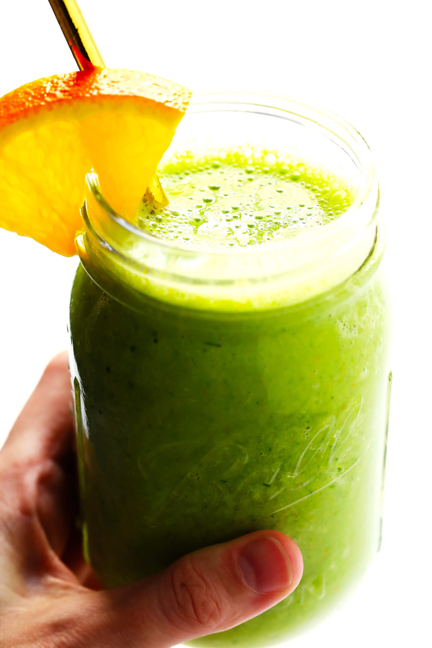 This Green "Julius" Smoothie is inspired by the classic creamy orange smoothie we love, but made with fresh and healthy ingredients and a big handful of spinach. | gimmesomeoven.com #green #smoothie #orange #healthy #glutenfree #healthy #breakfast Green Orange Julius Recipe