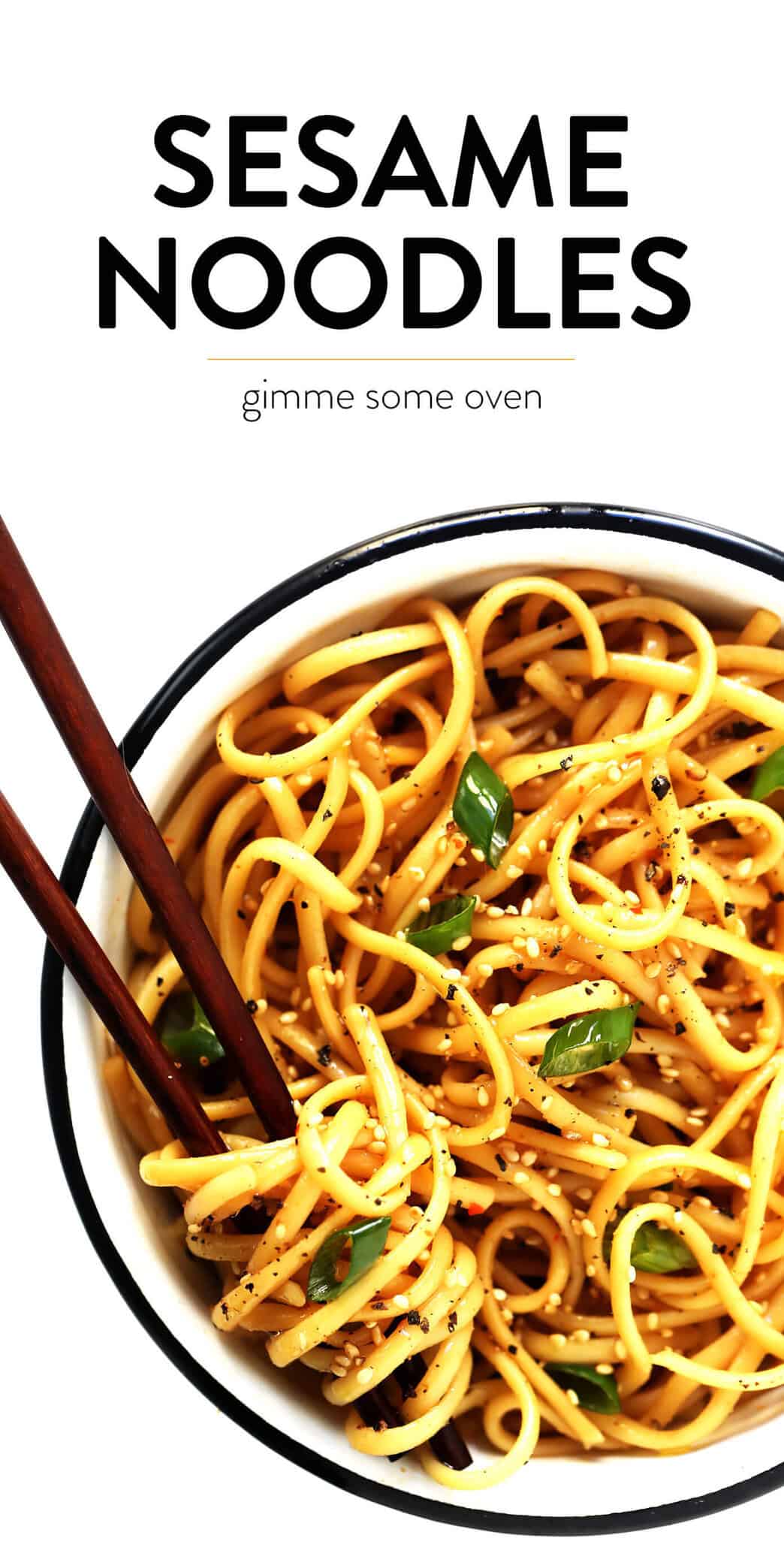 This 15-Minute Sesame Noodles recipe is super easy to make is just as delicious served warm or cold as a side dish. Feel free to add in extra veggies and/or proteins (such as chicken, beef, shrimp, tofu, etc.) to make it a main course! | gimmesomeoven.com #noodles #sesame #side #sauce #chinese #dinner #pasta Easy Sesame Noodles