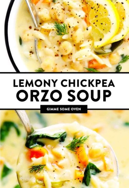 Lemony Chickpea Orzo Soup (Vegetarian)