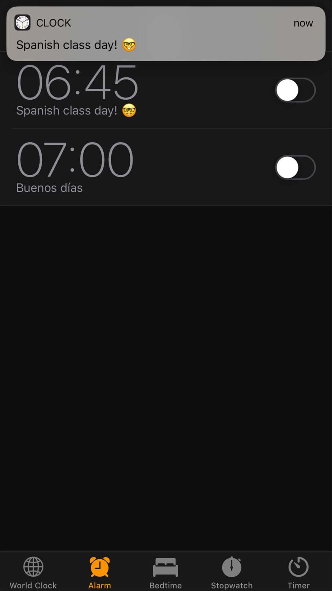 Early alarm clock