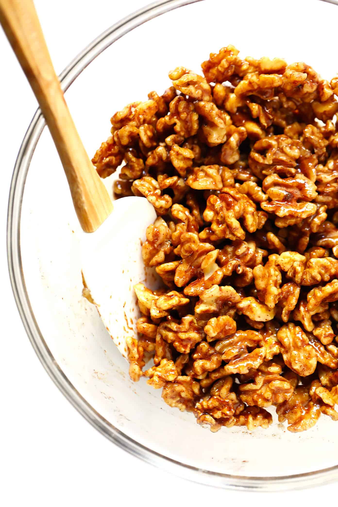 The BEST candied walnuts recipe -- lightly sweetened with a brown sugar cinnamon coating, easy to make in the oven, and irresistibly delicious. These candied nuts are perfect for adding to salads, sweet potatoes, trail mix, or popping plain as a snack! | gimmesomeoven.com #candied #walnuts #nuts #dessert #holiday #gift #diy Candied Walnuts Ingredients
