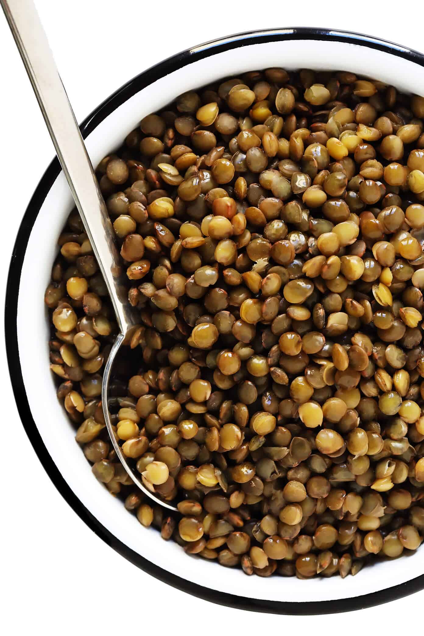 A complete tutorial for how to cook lentils (French, green, brown, black and red lentils). Plus tips for how to season and store lentils for meal prep, and lots of my favorite healthy lentil recipes! | gimmesomeoven.com #lentils #beans #healthy #glutenfree #vegetarian #vegan #mealprep #side #dinner Lentils de Puy (Recipes and Tips)