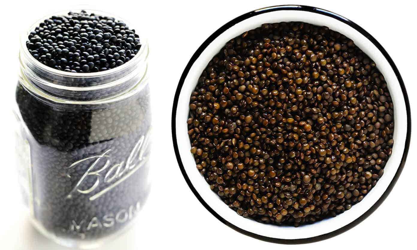 A complete tutorial for how to cook lentils (French, green, brown, black and red lentils). Plus tips for how to season and store lentils for meal prep, and lots of my favorite healthy lentil recipes! | gimmesomeoven.com #lentils #beans #healthy #glutenfree #vegetarian #vegan #mealprep #side #dinner How To Cook Black Lentils (Beluga Lentils)