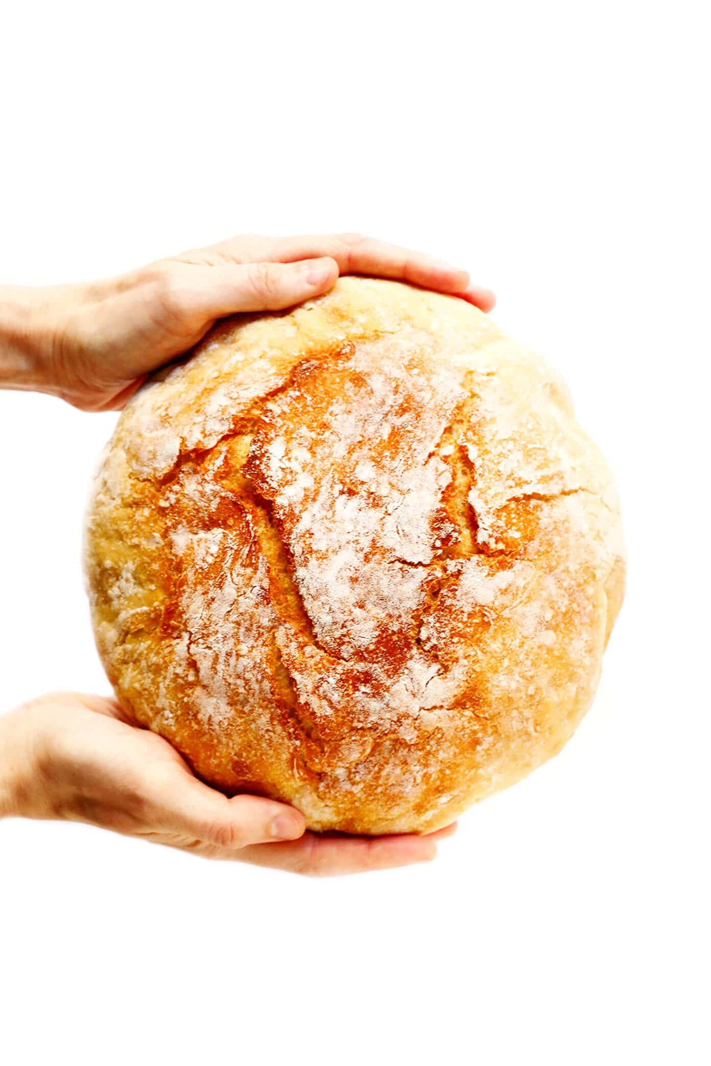 The BEST No Knead Bread recipes -- the traditional (overnight) method or a faster (2-hour) method. Both yield the most delicious crusty homemade bread loaves that are easy to make with minimal hands-on prep time. | gimmesomeoven.com #bread #noknead #easy #side #vegan #vegetarian #homemade Easy No Knead Bread