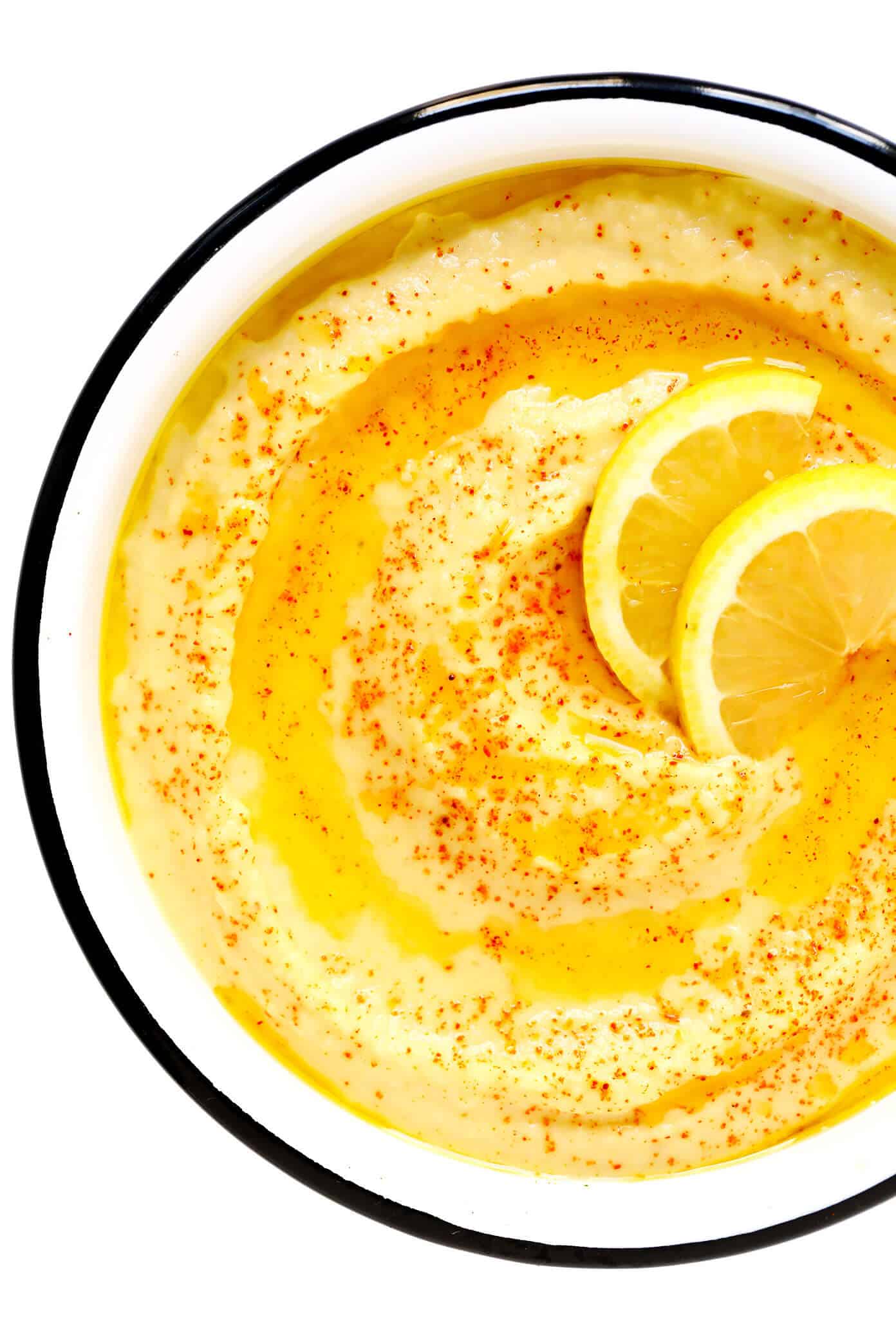 This Greek Fava (Yellow Split Pea Dip) recipe tastes refreshingly light, lemony and zesty, and is the perfect appetizer or side dish for serving with pita bread or any of your favorite dippers. | gimmesomeoven.com #greek #fava #santorini #splitpea #dip #spread #appetizer #healthy #vegan #glutenfree #vegetarian Greek Fava (Yellow Split Pea Dip)