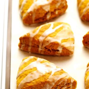 Pumpkin Scones with Vanilla Glaze