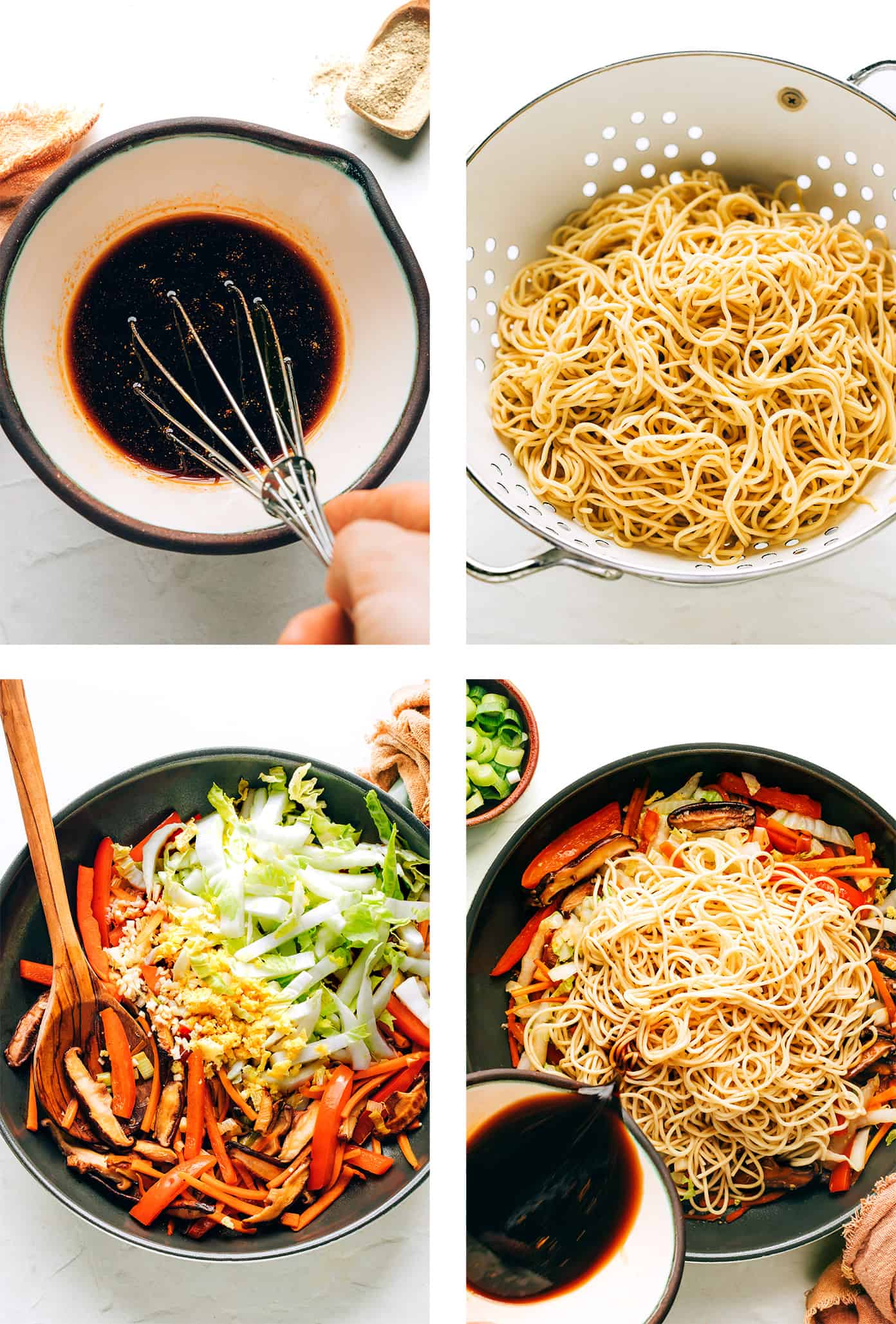 This Chinese-inspired chow mein recipe is easy to whip up in just 25 minutes and tossed with a delicious stir-fry sauce. Feel free to add beef, chicken, pork, shrimp, tofu, or any other extra veggies you might like too! | gimmesomeoven.com Step by step photo tutorial showing how to make chow mein