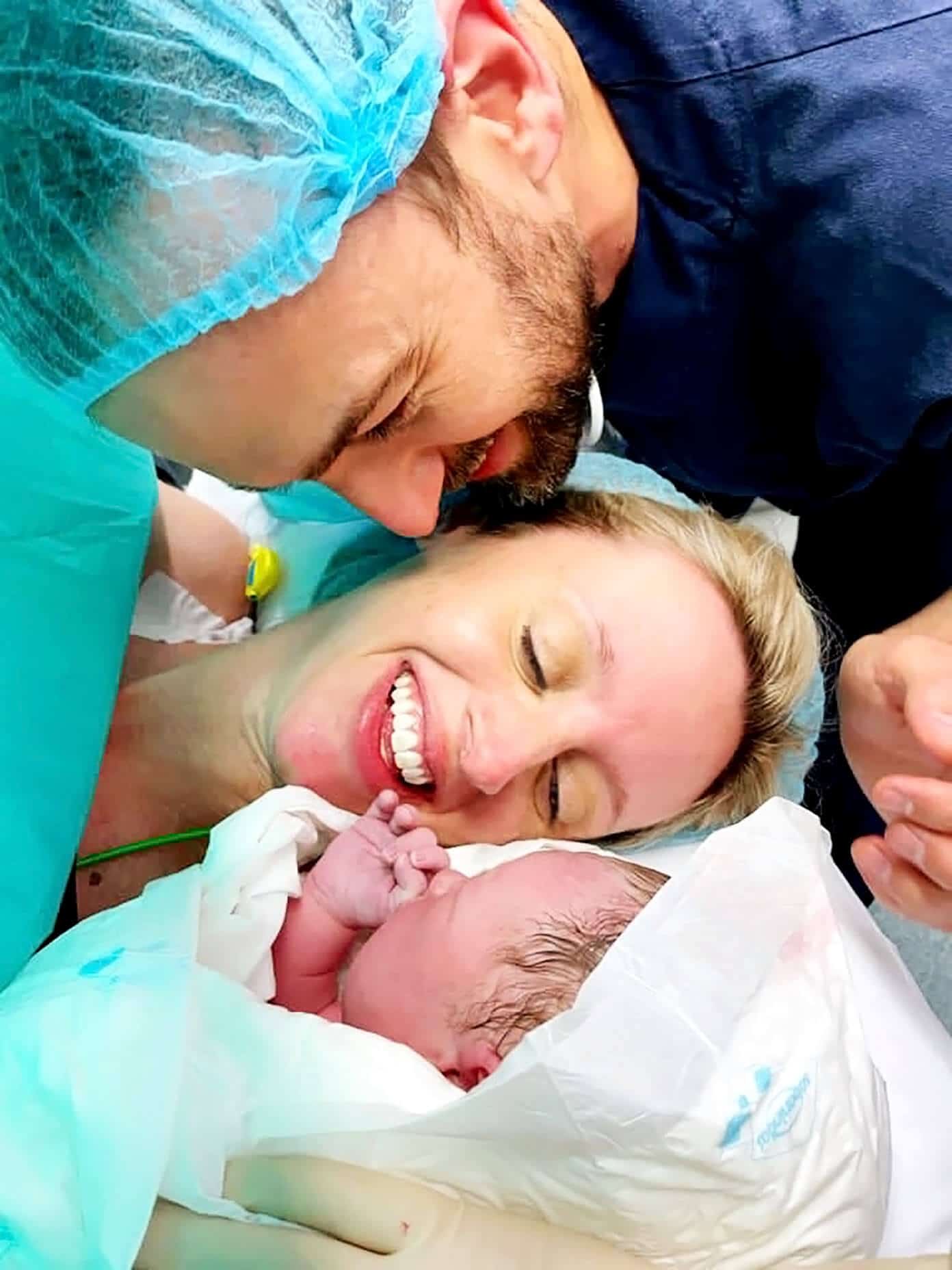 Meet Teo! Ali Martin introduces her newborn son. | gimmesomeoven.com Barclay and Ali Martin at Hospital Teknon in Barcelona