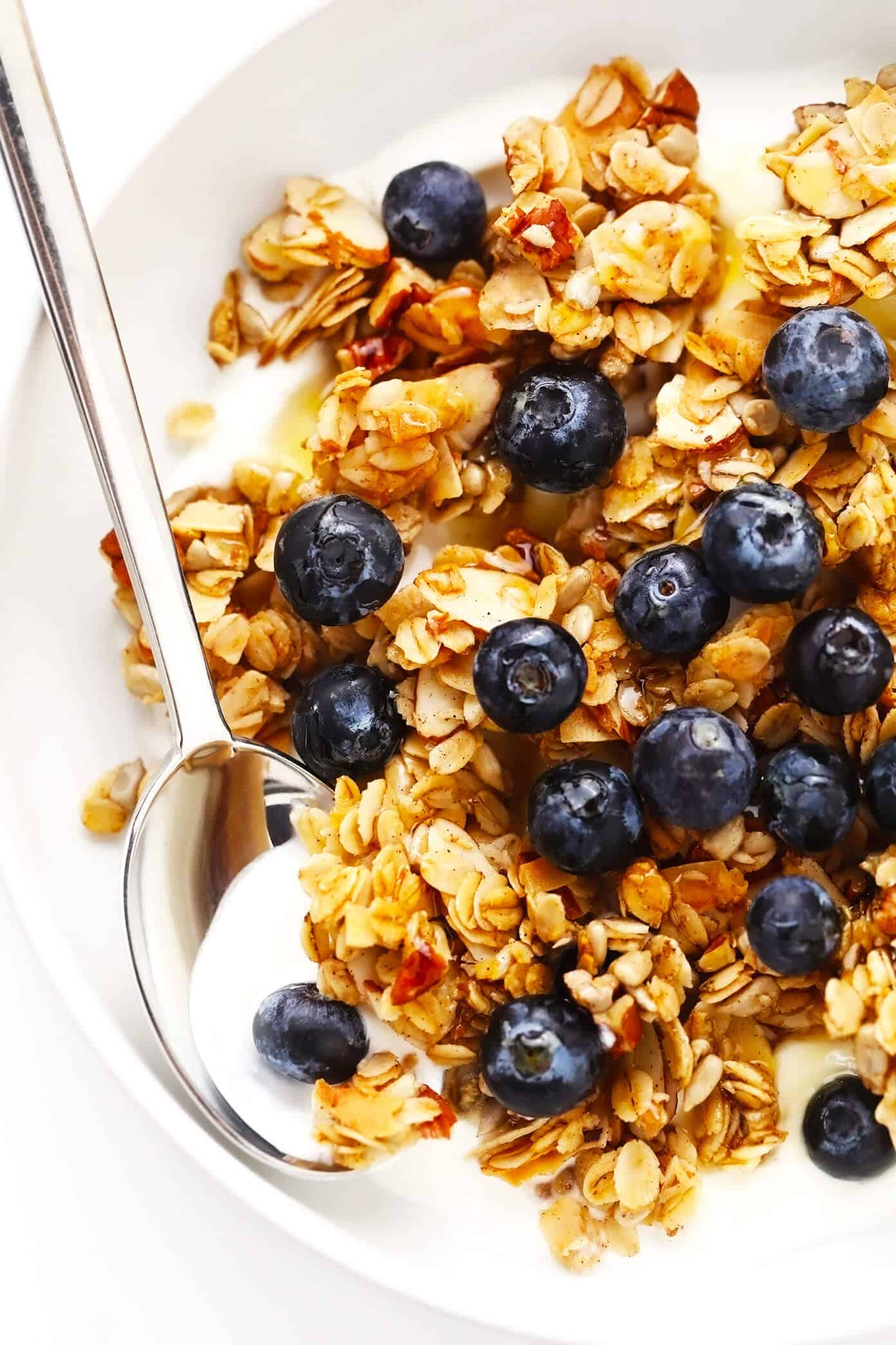 Homemade Granola with Blueberries and Greek Yogurt