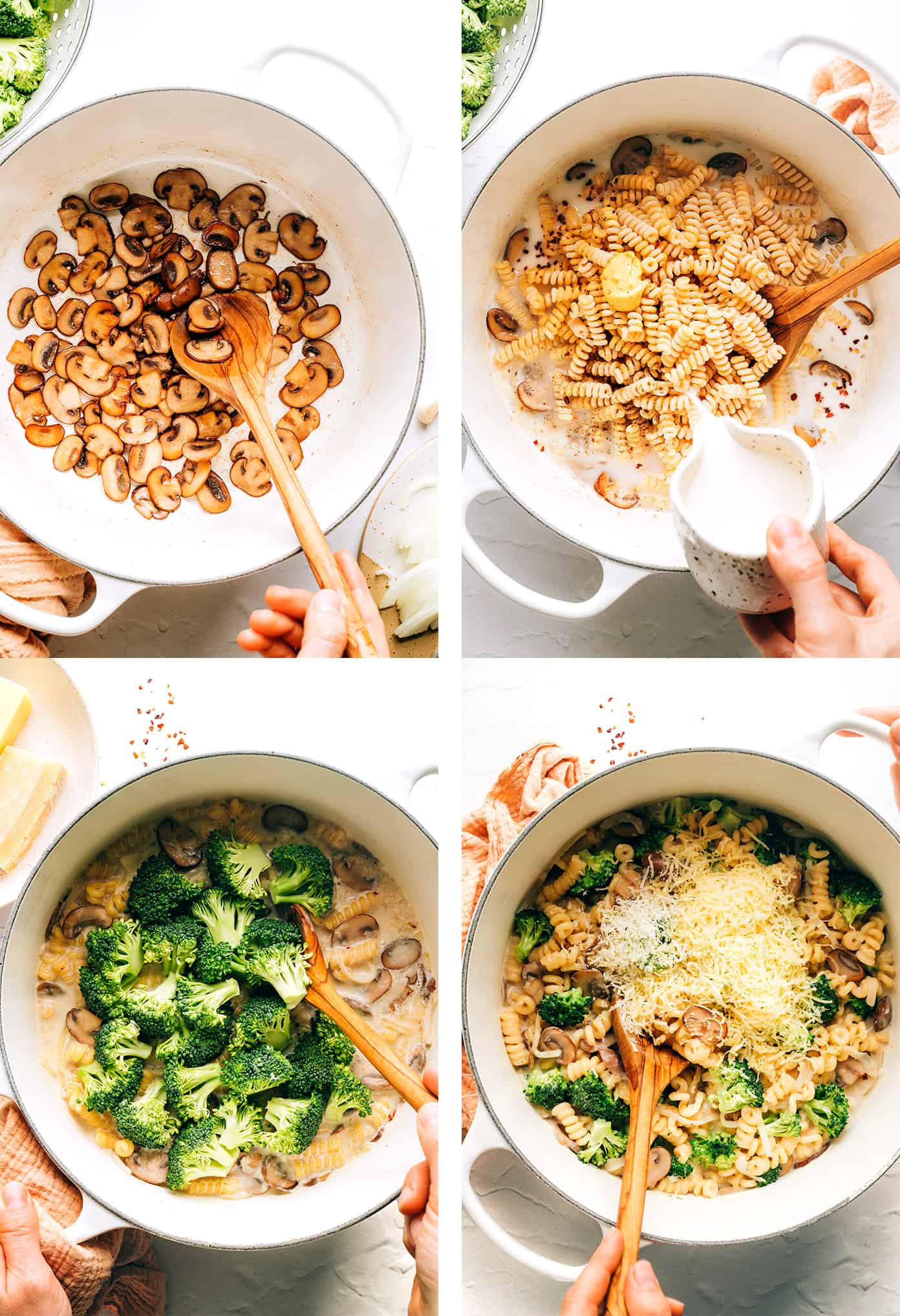 This one pot broccoli mac and cheese recipe is easy to customize with your favorite veggies and always turns out perfectly creamy and cheesy. Feel free to add a protein (chicken, bacon, sausage, shrimp) if you'd like, or use gf noodles to make this pasta gluten-free. Such a delicious, easy dinner recipe! | gimmesomeoven.com Step by step photos showing how to make broccoli mac and cheese