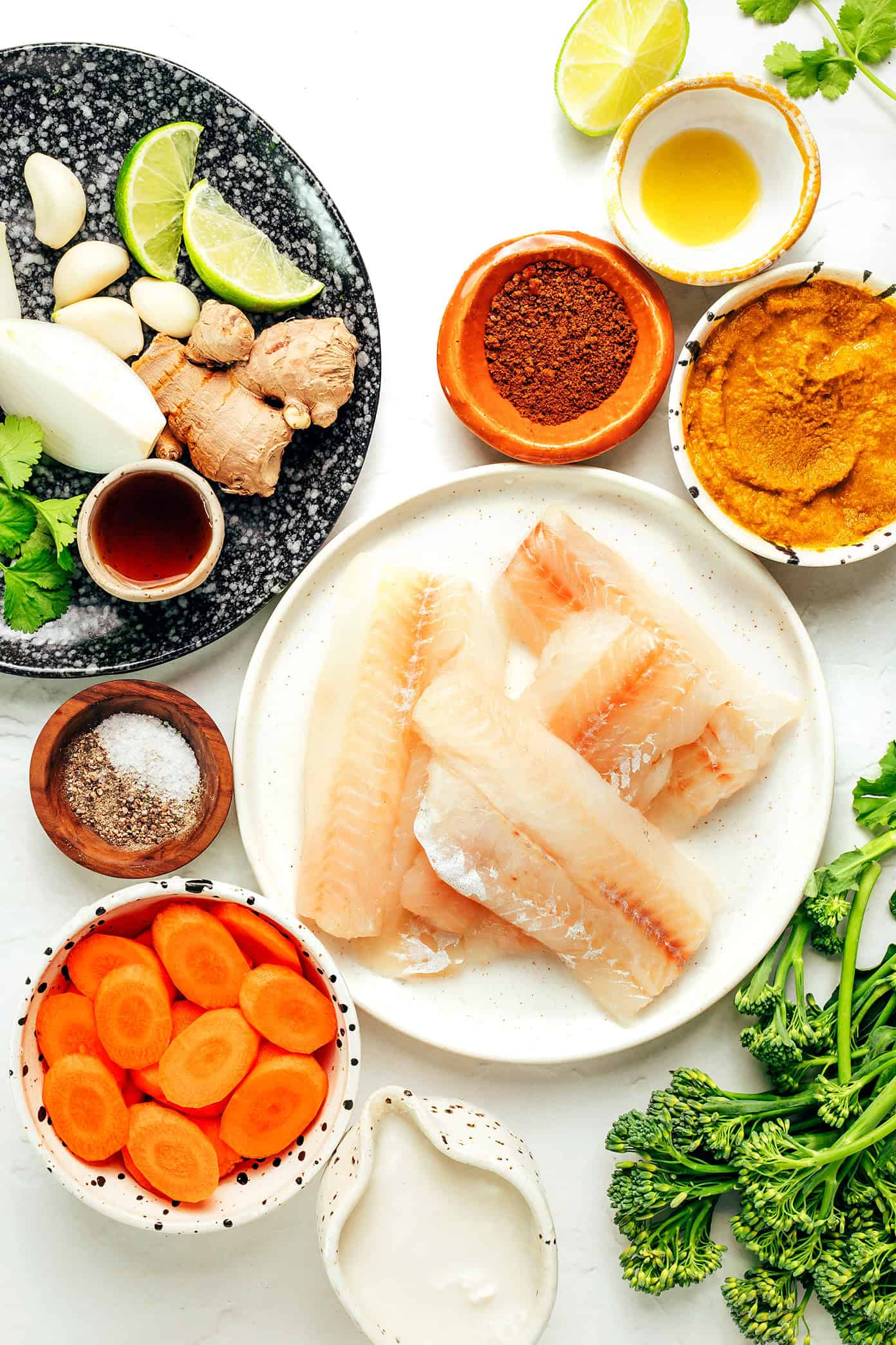This lovely Thai-inspired curry recipe features tender white fish simmered in a creamy coconut curry broth with veggies. Thai fish curry ingredients