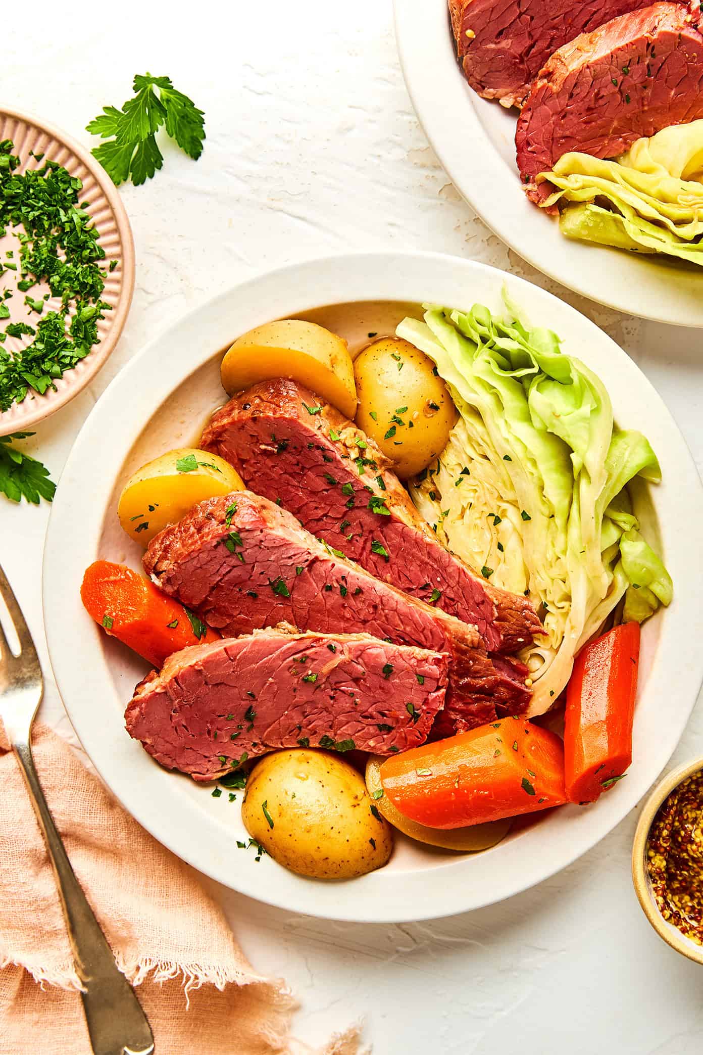 corned beef and cabbage plate