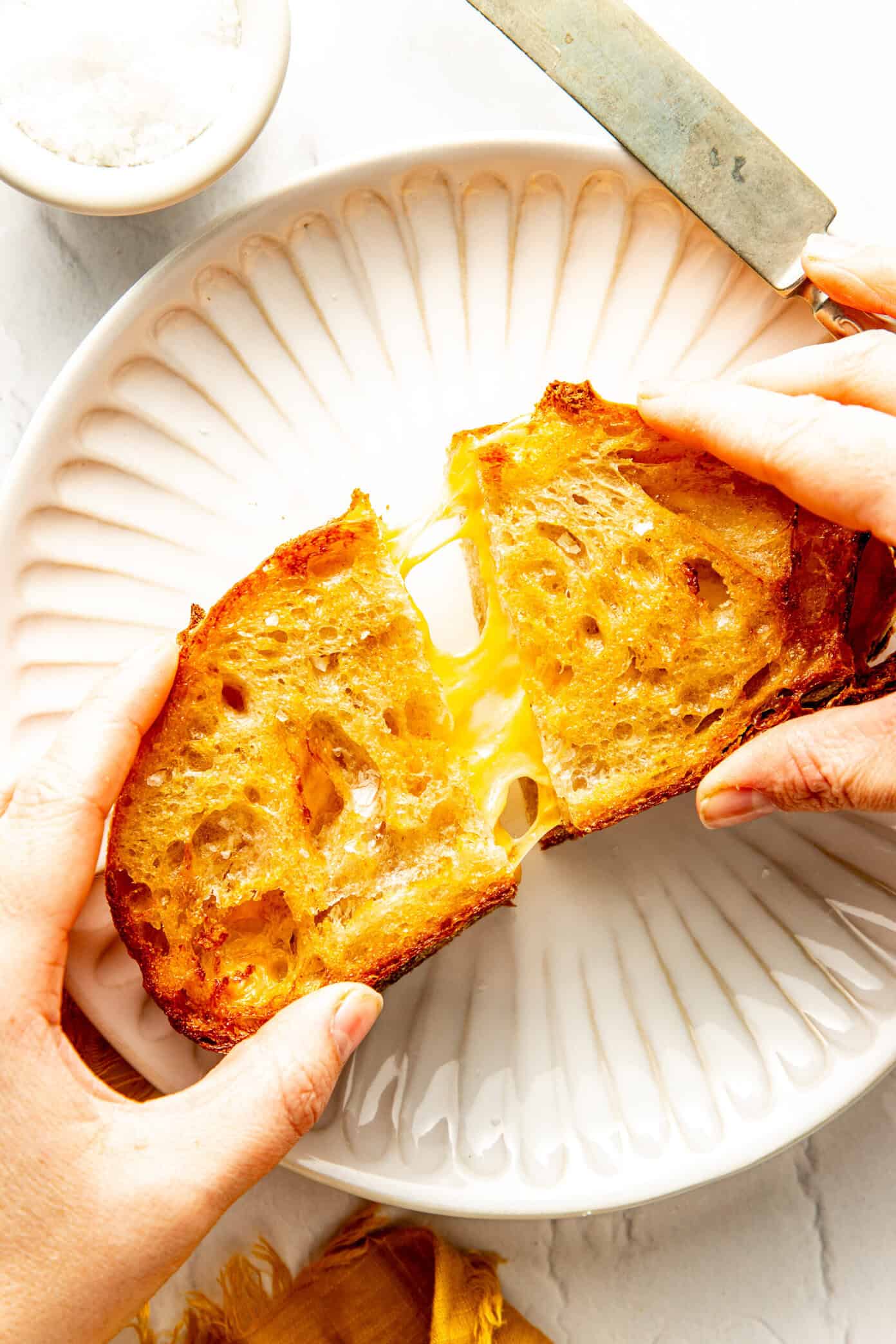 air fryer grilled cheese with flaky sea salt