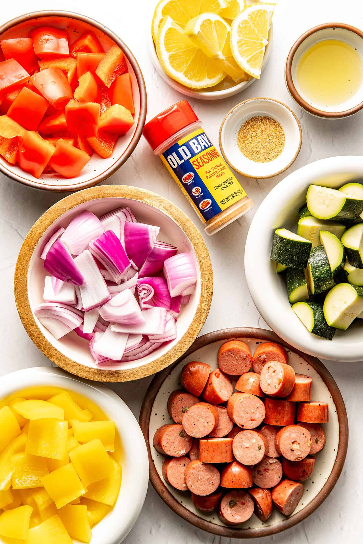air fryer sausage and veggies ingredients