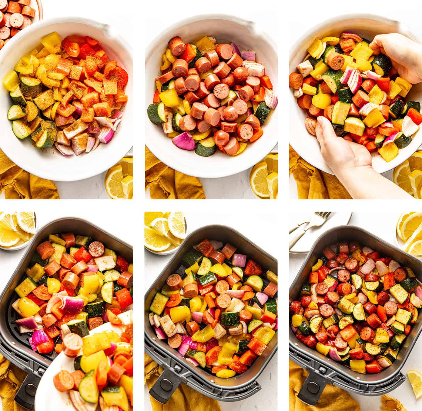 how to air fry sausage and veggies