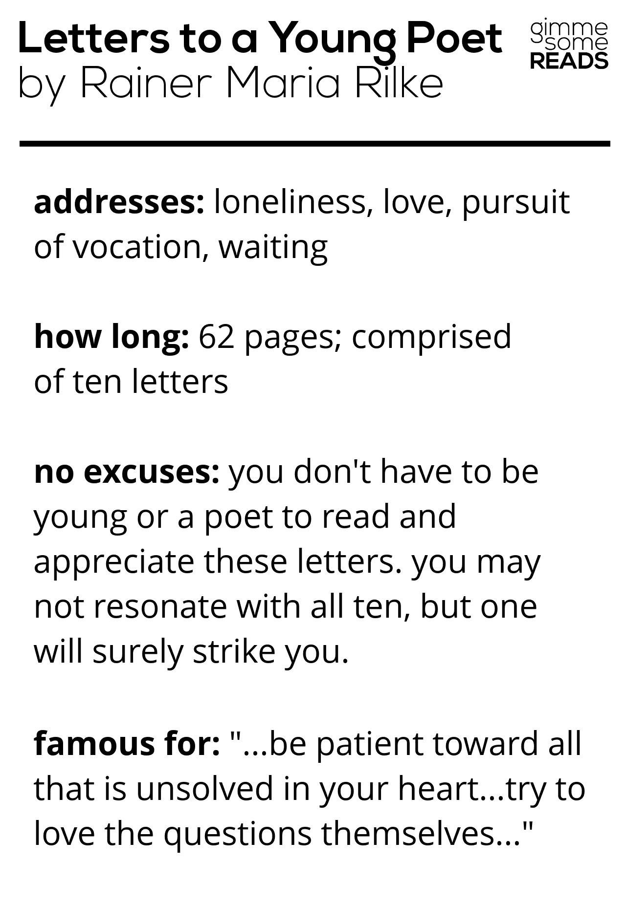 quick read: Letters to a Young Poet #Rilke | gimmesomereads.com