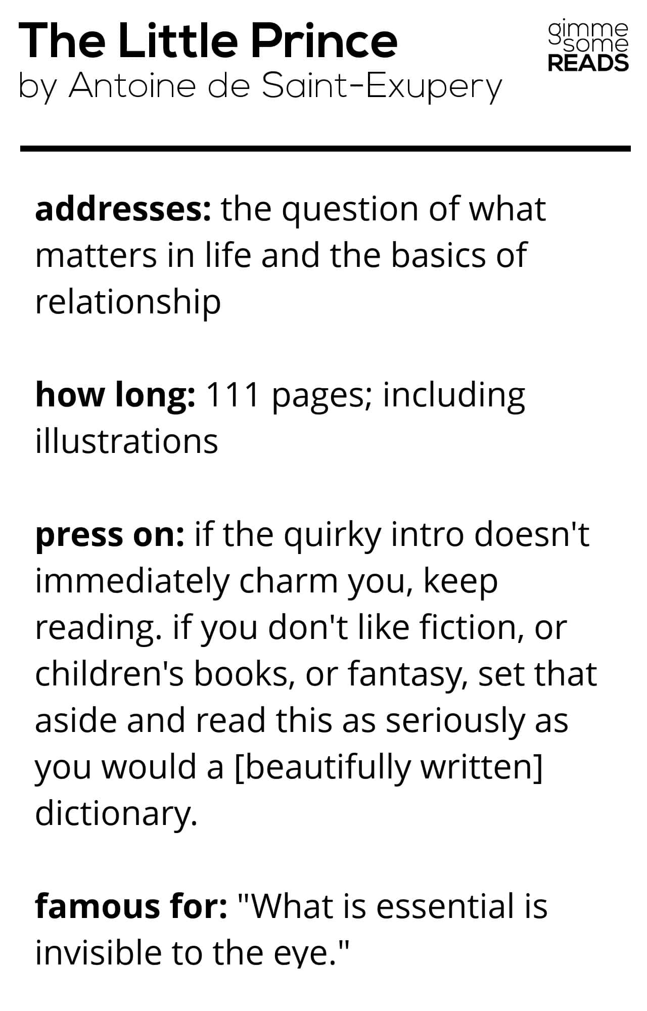 quick read: The Little Prince #Saint-Exupéry | gimmesomereads.com