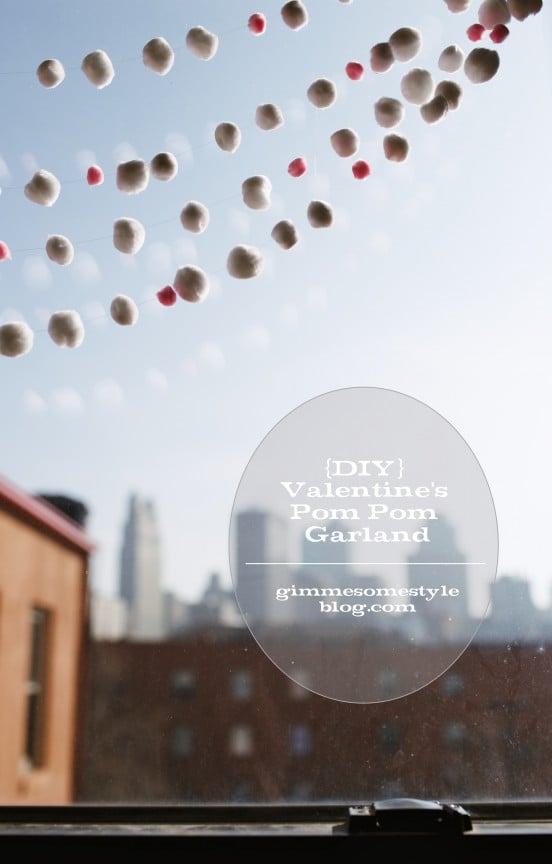 Make this easy Valentine pom pom garland to make any room a little more festive! | www.gimmesomestyleblog.com #valentine #diy