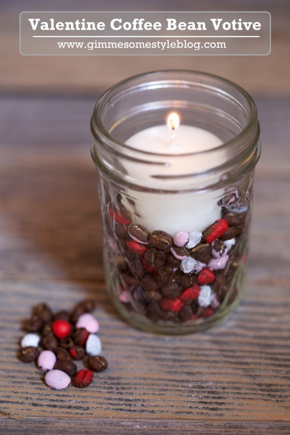 Make this coffee bean votive for your valentine's day festivities! | www.gimmesomestyleblog.com #diy #votive #valentine