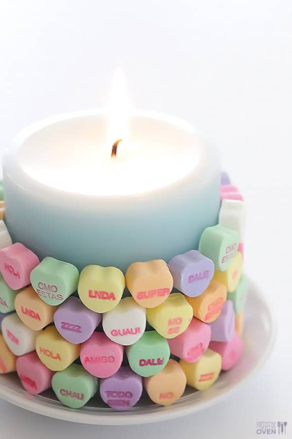 5-Minute DIY Conversation Heart Candles | gimmesomeoven.com/style 5-Minute DIY Conversation Heart Candles | gimmesomeoven.com/style