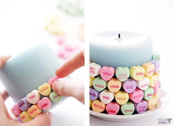 5-Minute DIY Conversation Heart Candles | gimmesomeoven.com/style 5-Minute DIY Conversation Heart Candles | gimmesomeoven.com/style
