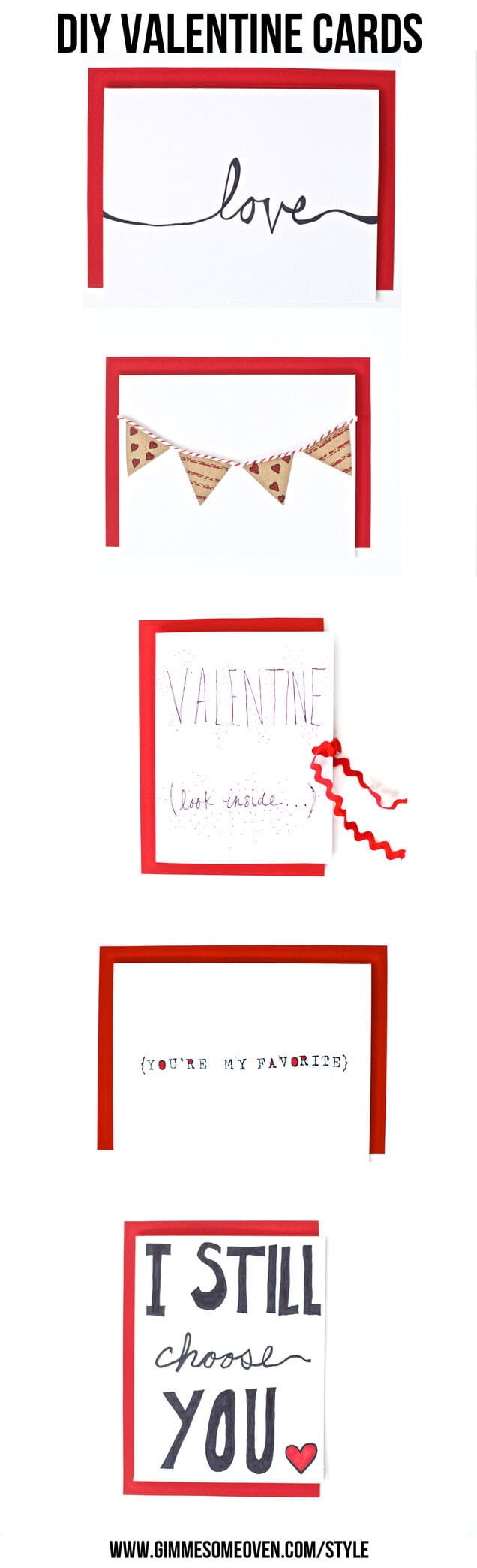Five Easy DIY Valentine Cards | www.gimmesomeoven.com/style #valentine #diy #cards